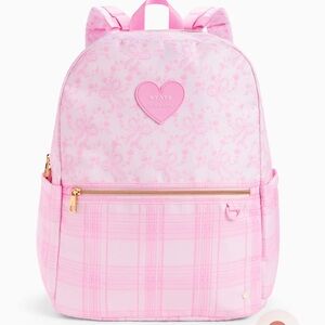LoveShackFancy STATE Pink and White Plaid Backpack